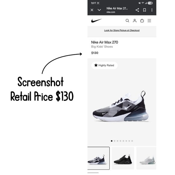 Nike Air Max 270 Kids/Big Boys Knit Sneakers KJCRD GS Black White Gray Size 6Y - Picture 13 of 16